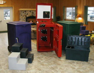 Burlingham Saddle trunks and mounting blocks