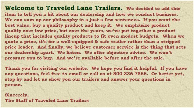 Welcome to Traveled Lane Trailers